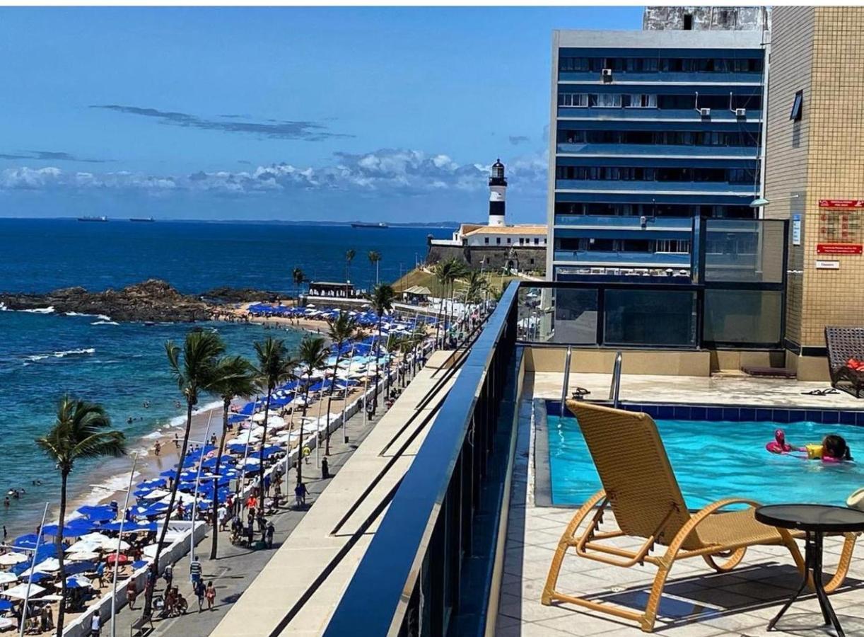Belissimo Flat Direto Na Praia Da Barra - Flat Beira Mar No Circuito Do Carnaval Salvador Exteriör bild