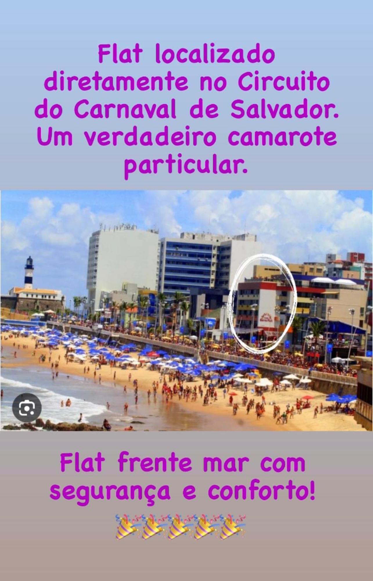 Belissimo Flat Direto Na Praia Da Barra - Flat Beira Mar No Circuito Do Carnaval Salvador Exteriör bild
